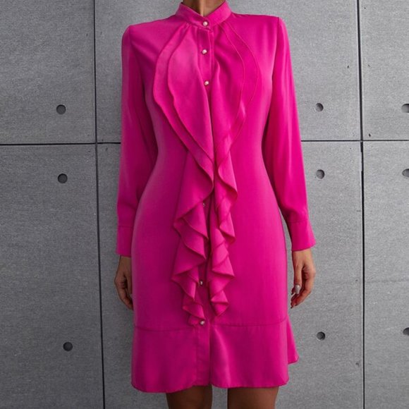 Hot pInk Long Sleeved Dress - Picture 2 of 9